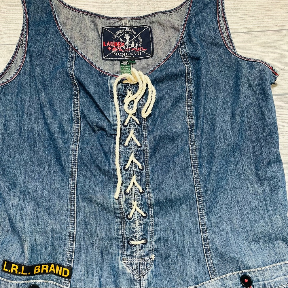 Lauren Ralph Lauren Sleeveless Lace Up Cotton Dress Vintage Limited Edition - Picture 6 of 11